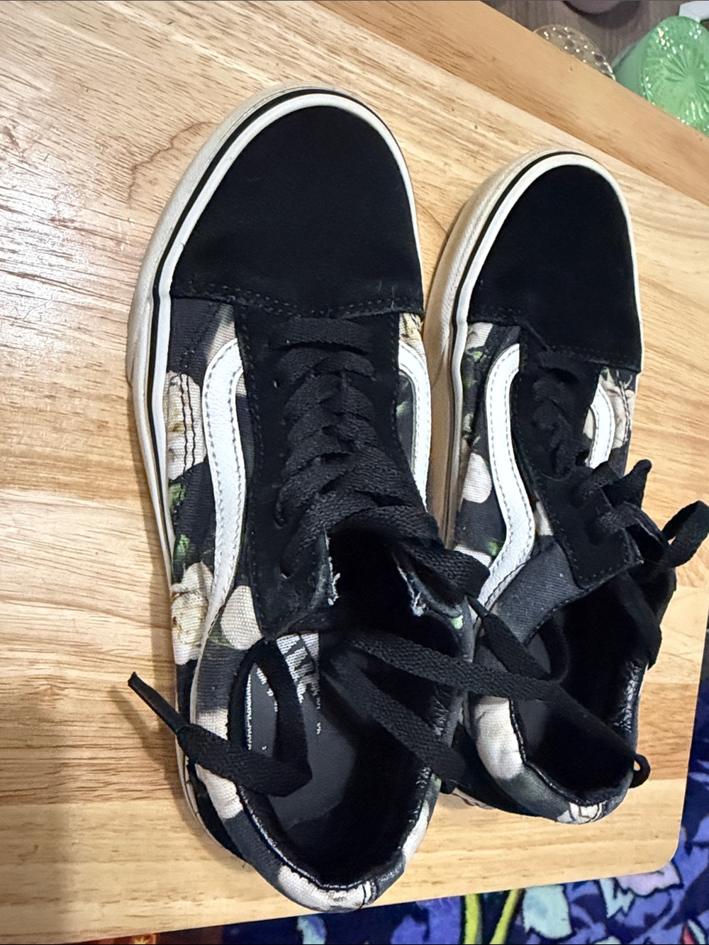 Vans Black and White Floral Old Skool Sneakers